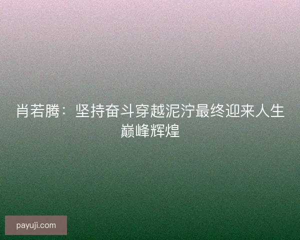 肖若腾：坚持奋斗穿越泥泞最终迎来人生巅峰辉煌